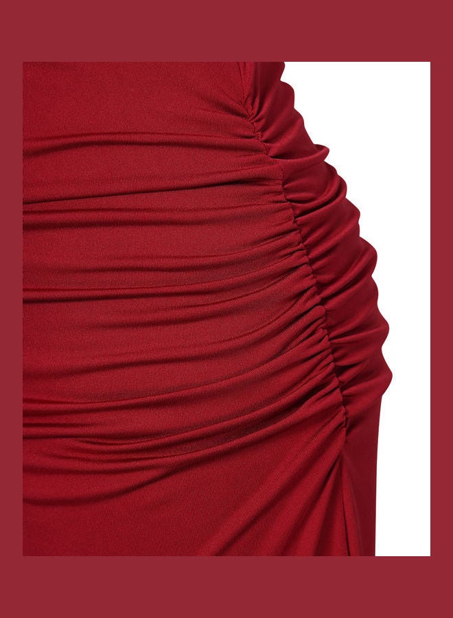 Sheath Midi Bodycon Tank Dress Burgundy - Image 5