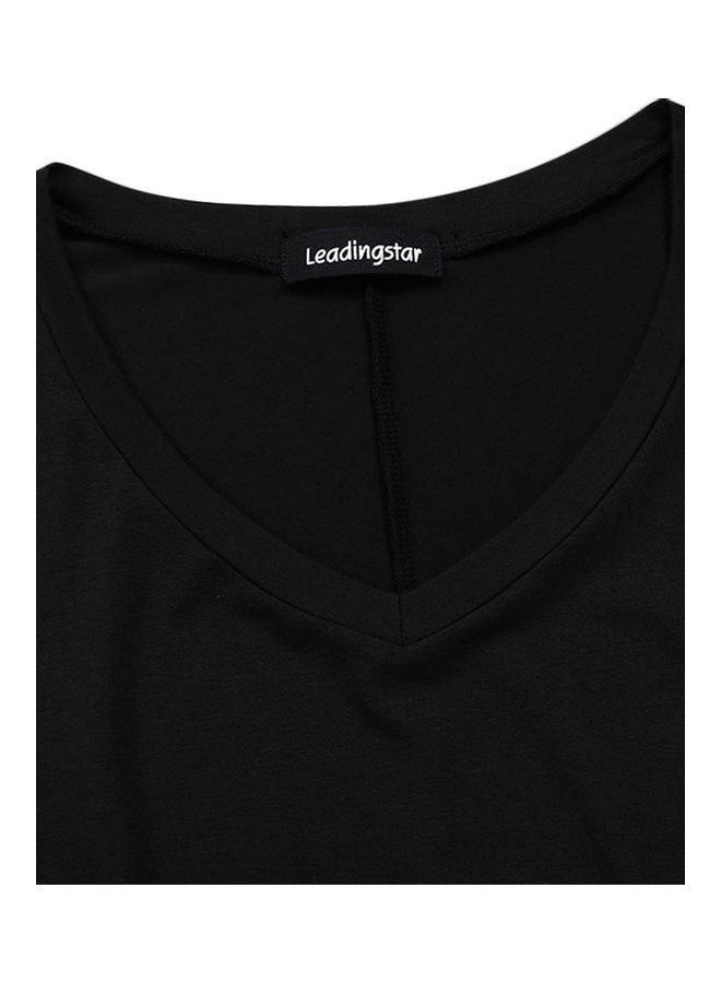 Swing T-Shirt Dress with Pocket Black - Image 2