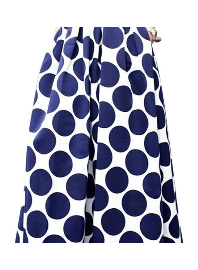 Vintage Polka Dot Swing Zip Maxi Skirt Blue/White  - Image 3