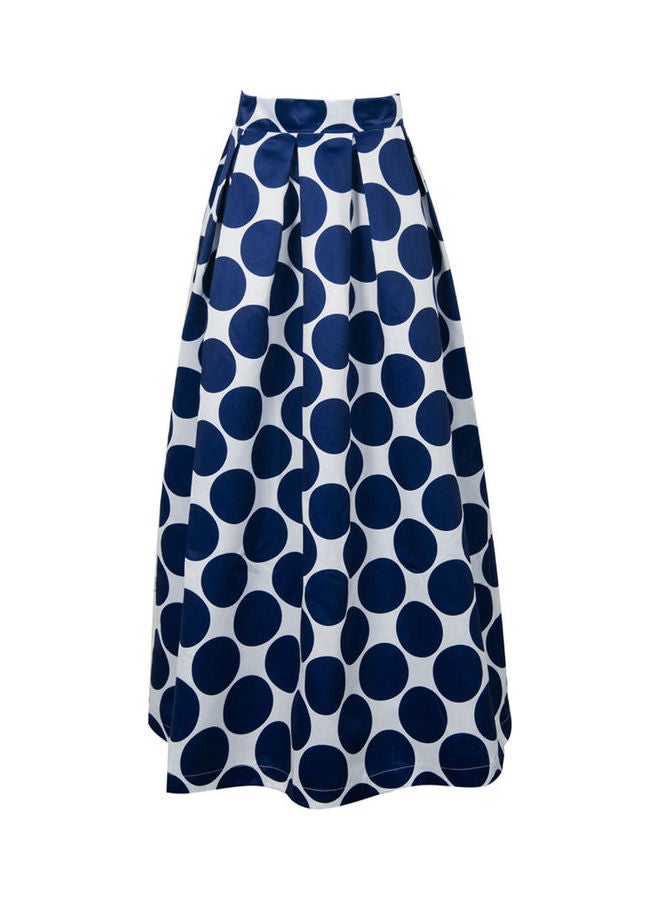 Vintage Polka Dot Swing Zip Maxi Skirt Blue/White  - Image 4