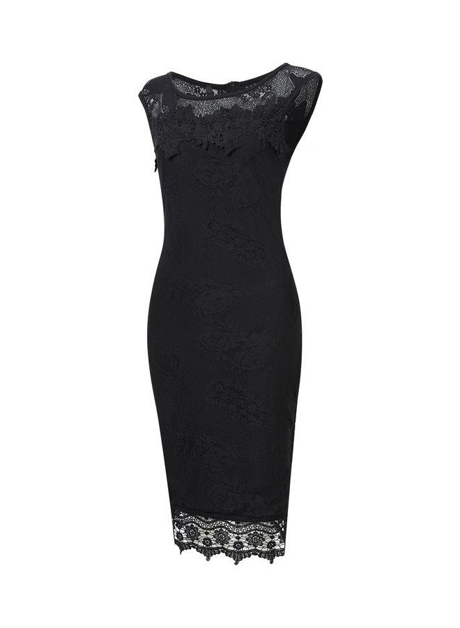 Modest Floral Dress Black - Image 1