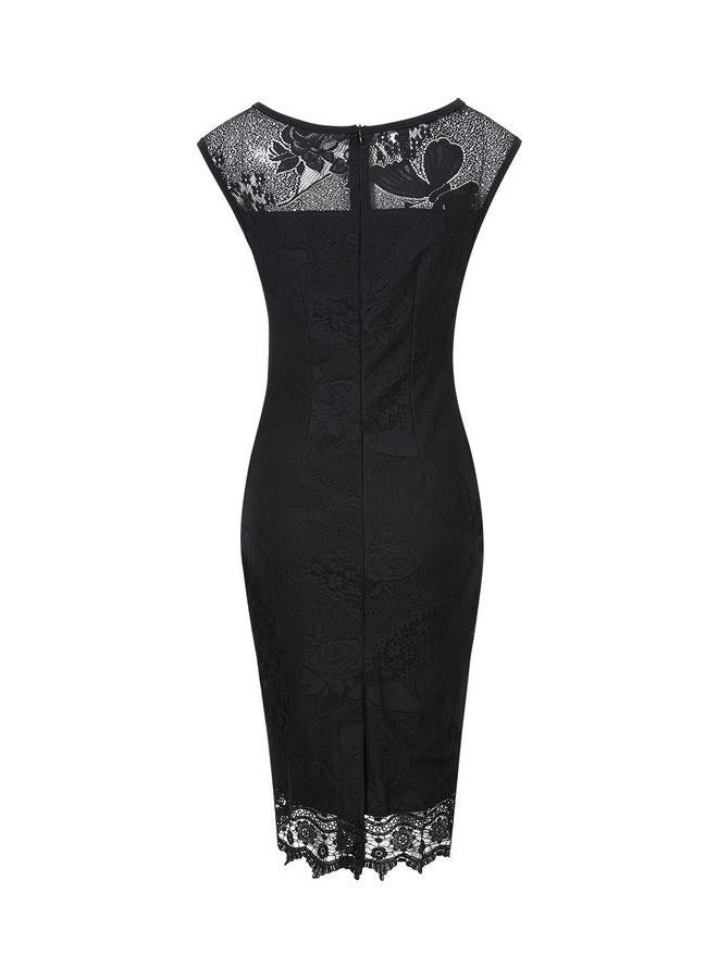 Modest Floral Dress Black - Image 2