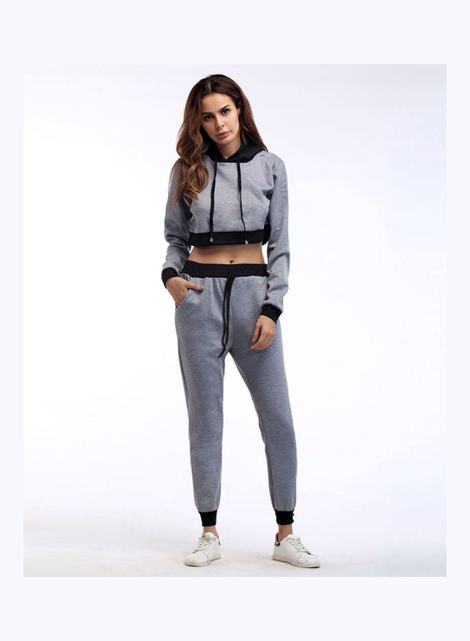 2-Piece Winter Sweater With Pants Set Grey