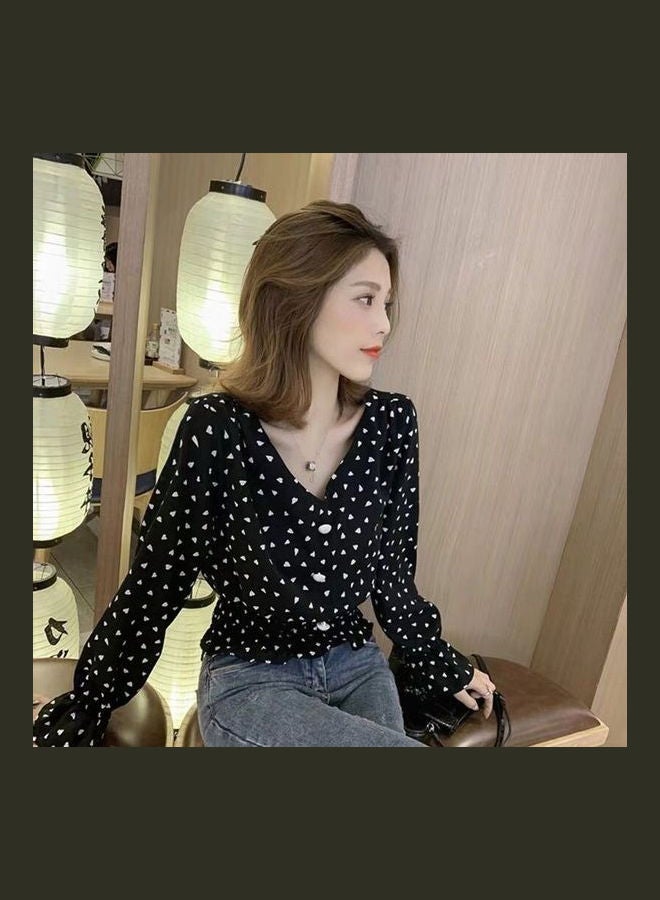 Autumn Retro Fashion Tops Black - Image 2