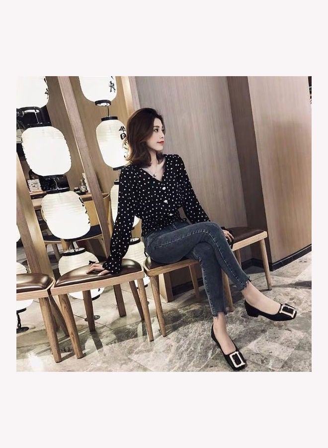 Autumn Retro Fashion Tops Black - Image 4