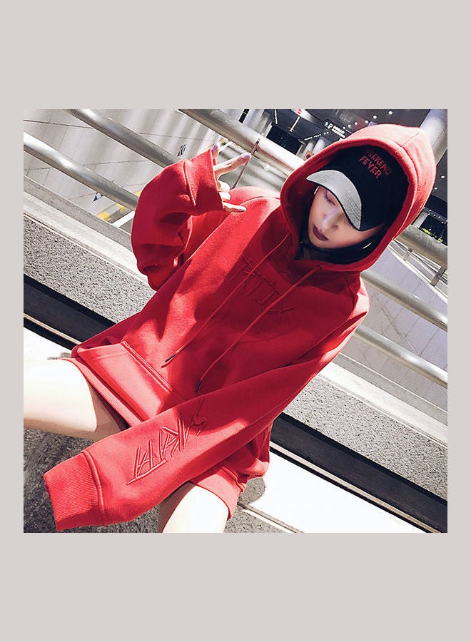 Winter Embroidered Sweatshirt Red - Image 1