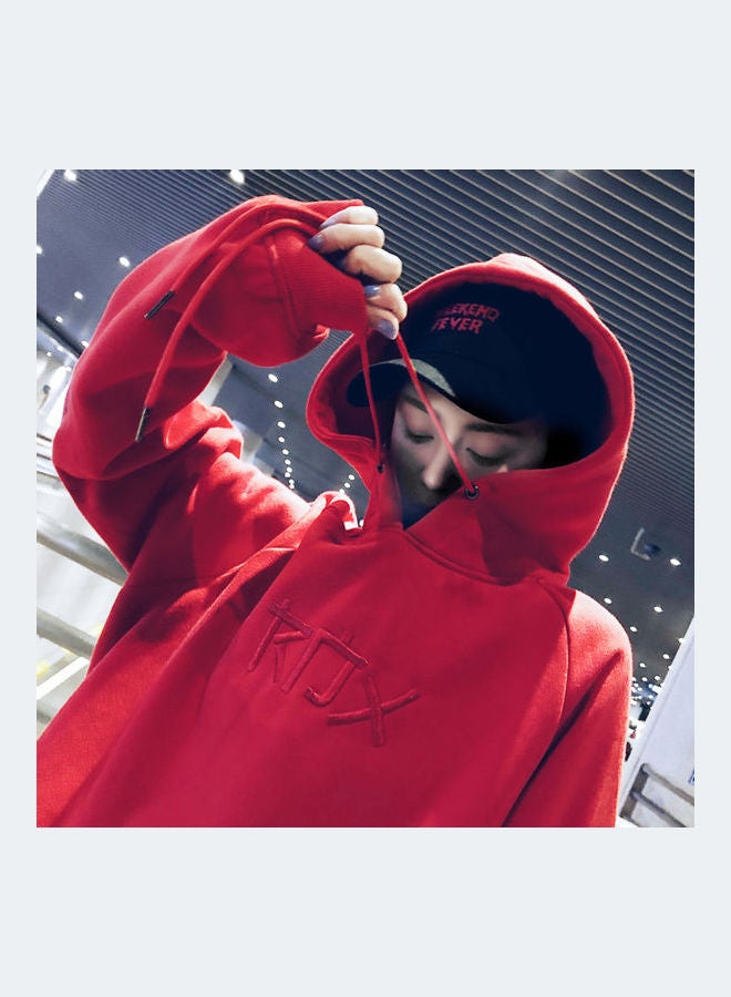 Winter Embroidered Sweatshirt Red - Image 5