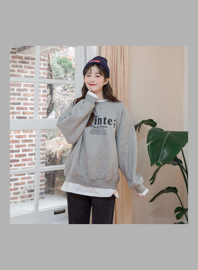 Fashion Loose Sweatshirts Thin Pullover Hoodie Grey - Image 1
