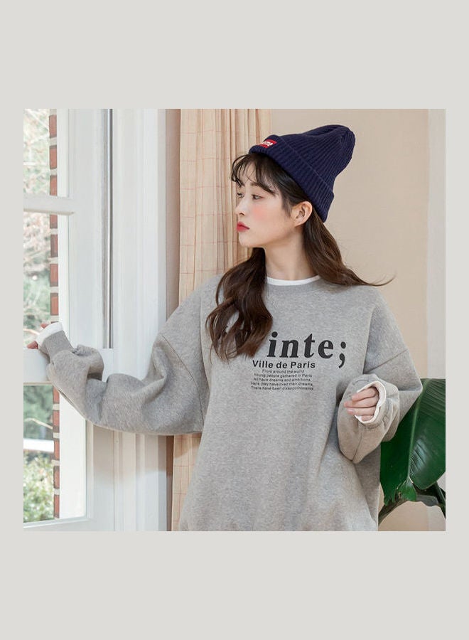 Fashion Loose Sweatshirts Thin Pullover Hoodie Grey - Image 5