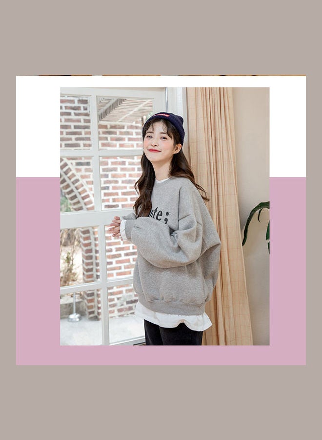 Fashion Loose Sweatshirts Thin Pullover Hoodie Grey - Image 3
