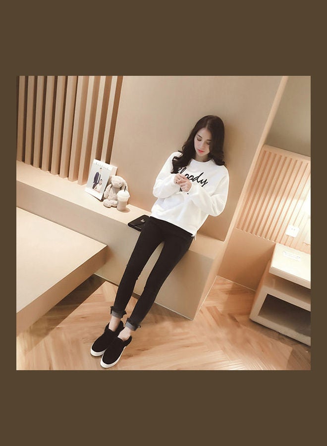 Female Embroidered Spring Autumn Sweatshirts White - Image 5