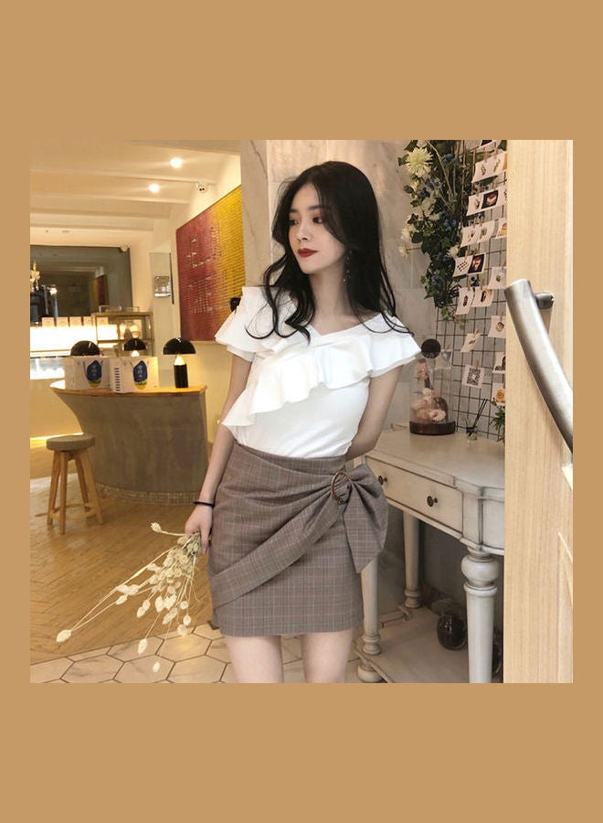 Short-Length Pure Colour Top White  - Image 2