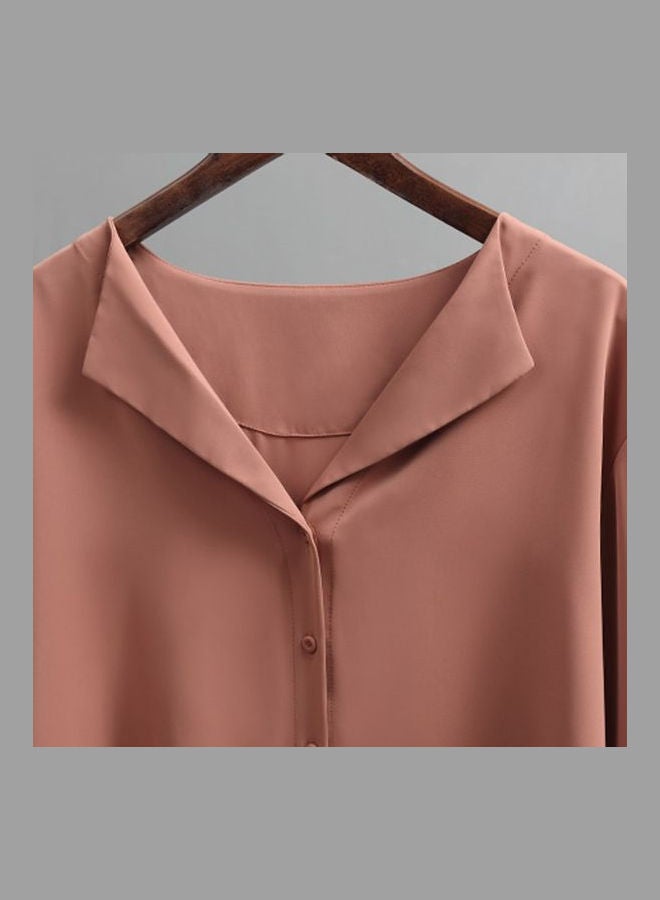 Large Collar Shirt Brick Red - Image 3