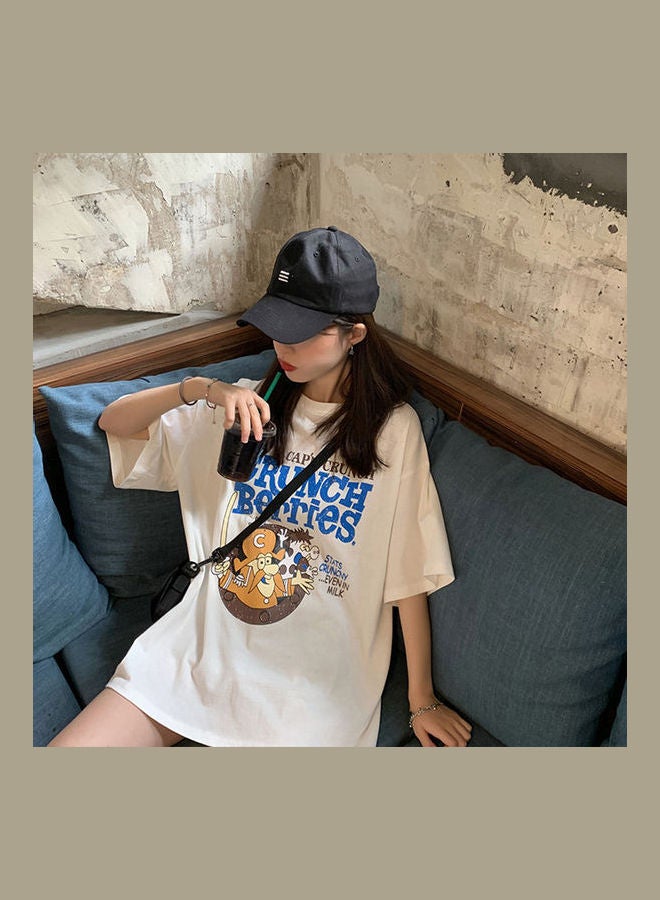Summer Fashion Cartoon Printing T-Shirt White - Image 3