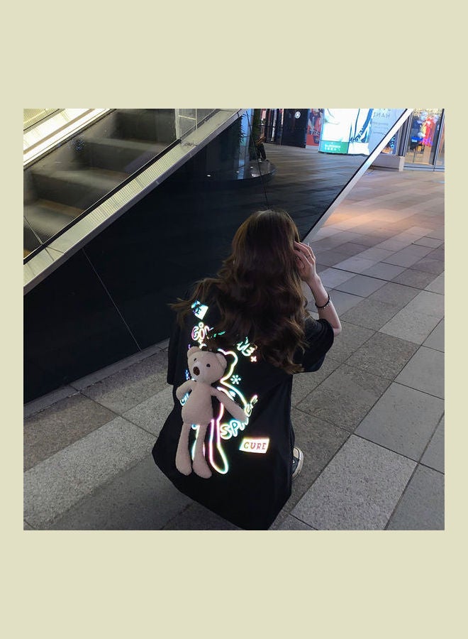 Summer Fashion Cartoon Printing T-Shirt Black - Image 4