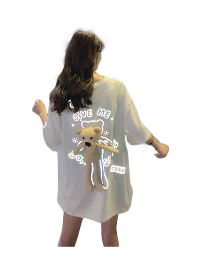 Cartoon Reflective Light Printing T-Shirt Multicolour - Image 1