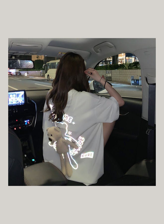 Cartoon Reflective Light Printing T-Shirt Multicolour - Image 3