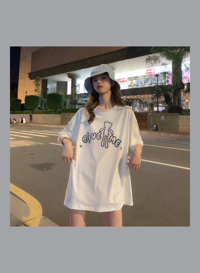 Cartoon Reflective Light Printing T-Shirt Multicolour - Image 4