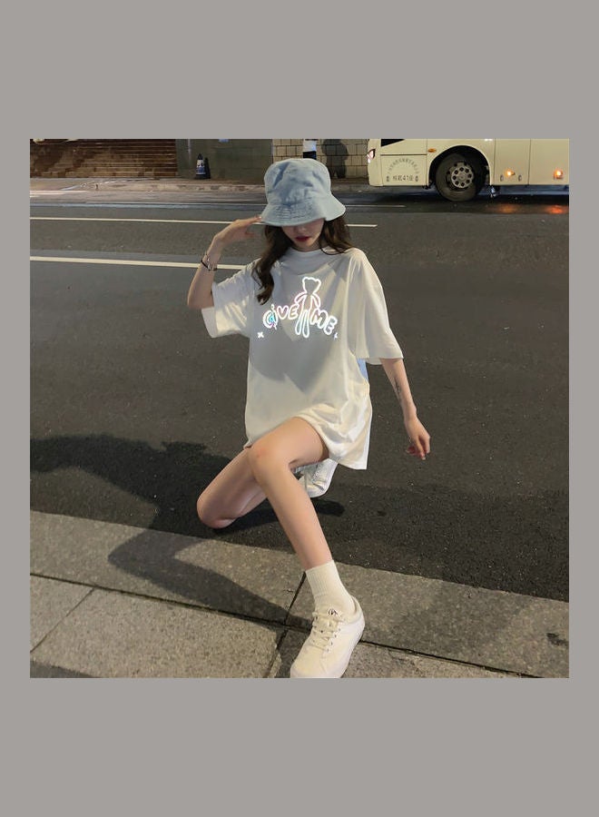 Cartoon Reflective Light Printing T-Shirt Multicolour - Image 5