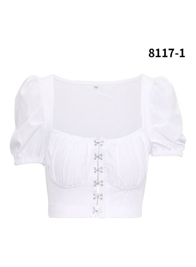 Puff Sleeve Short T-Shirt White 