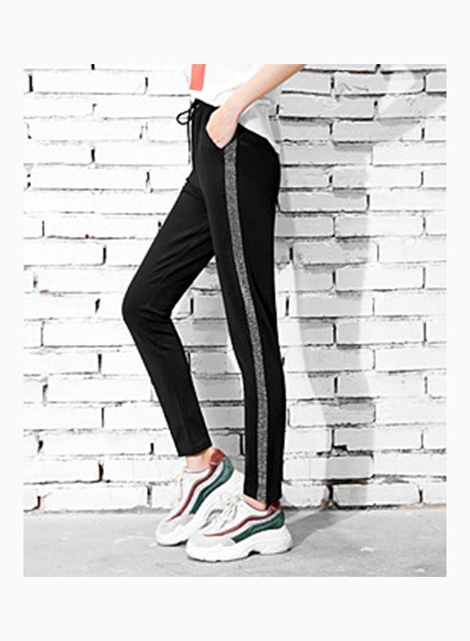 Fashion Side Stripes Casual Sports Pants Breathable Ninth Pencil Trousers Multicolour  - Image 2
