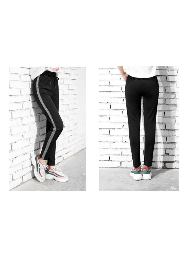 Fashion Side Stripes Casual Sports Pants Breathable Ninth Pencil Trousers Multicolour  - Image 3