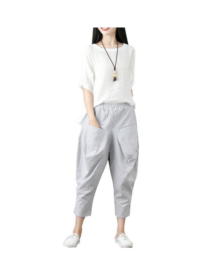 Casual Pants Cotton And Plus Size Loose Linen Harem Cropped Trousers Multicolour  - Image 1