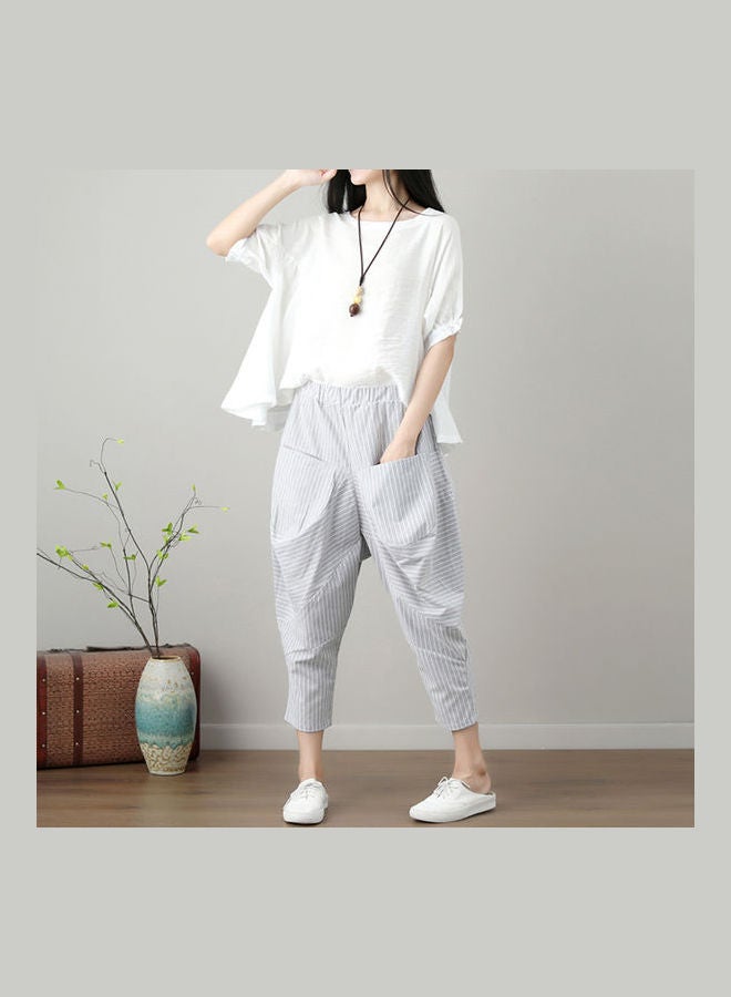 Casual Pants Cotton And Plus Size Loose Linen Harem Cropped Trousers Multicolour  - Image 3