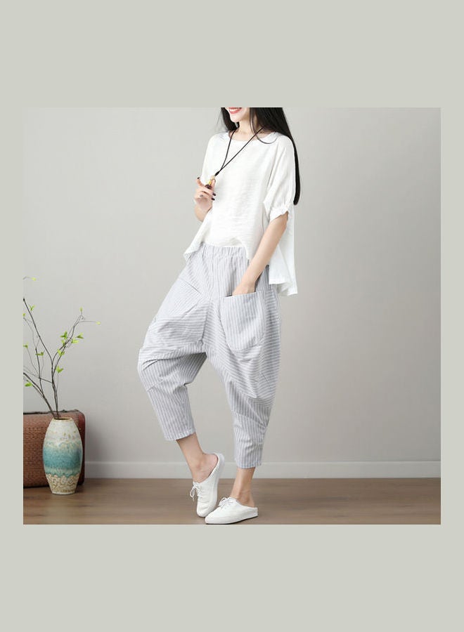 Casual Pants Cotton And Plus Size Loose Linen Harem Cropped Trousers Multicolour  - Image 4