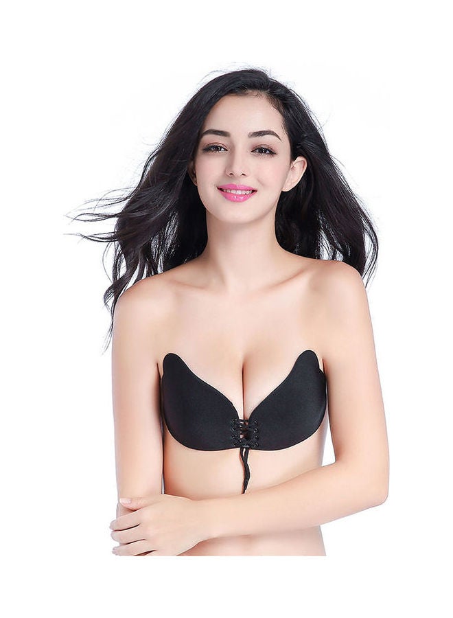 Silicone Adhesive Invisible Front Closure Chest Paste Bra Black  - Image 2