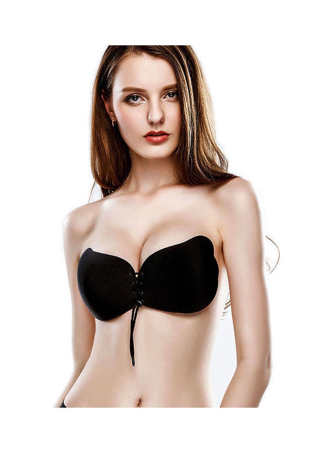 Silicone Adhesive Invisible Front Closure Chest Paste Bra Black  - Image 4