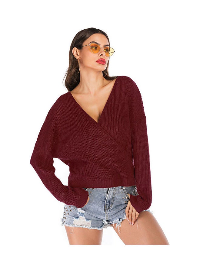 Casual V-Neck Loose Sweater Brown