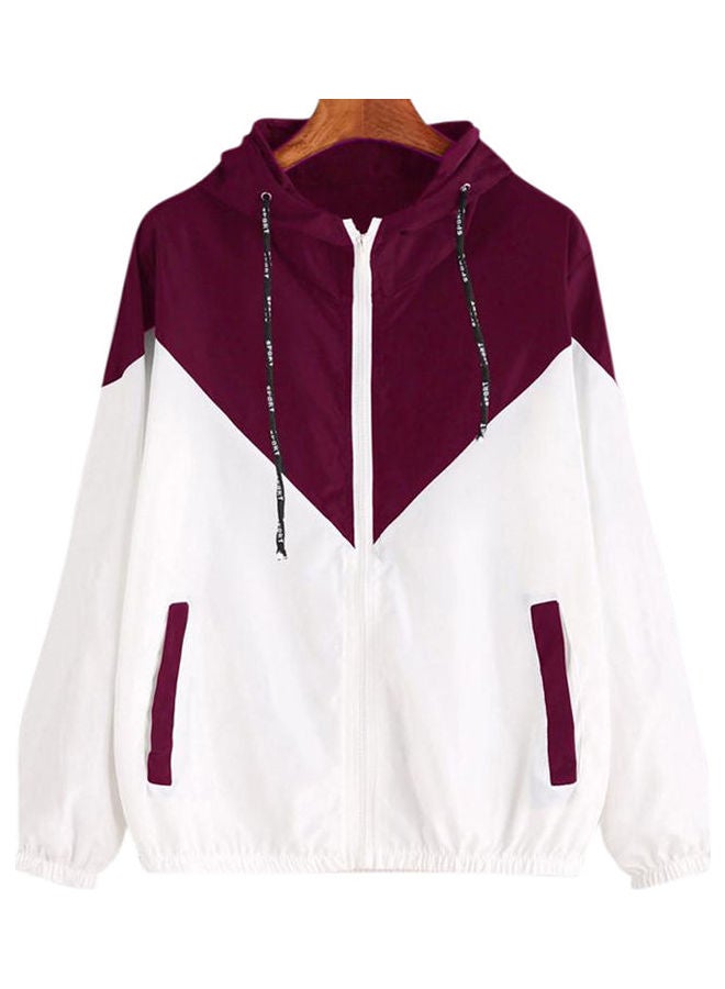 Fashion Elastic Waist Hooded Coat Casual Sports Jacket Black  - Image 1