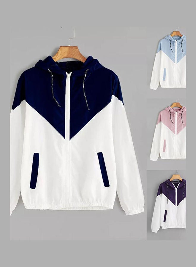 Fashion Elastic Waist Hooded Coat Casual Sports Jacket Black  - Image 5