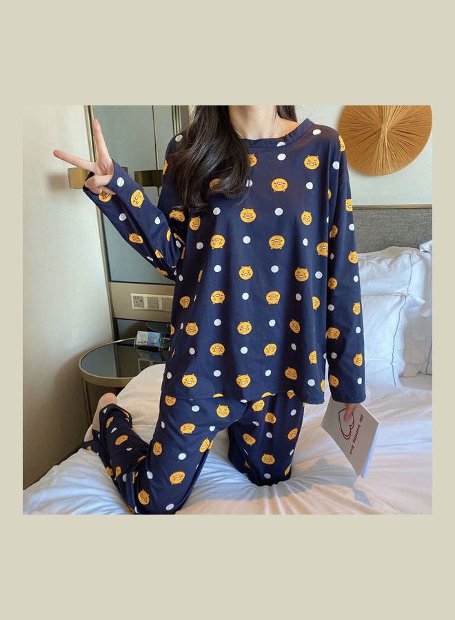 Pajama Long Sleeve Tops Pants Set Blue - v1608233695/N43122624V_5