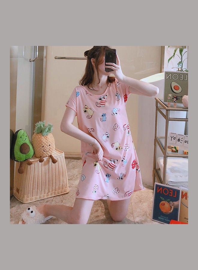 Summer Short Sleeved Double Sided Printed Nightwear Multicolor  - Image 2
