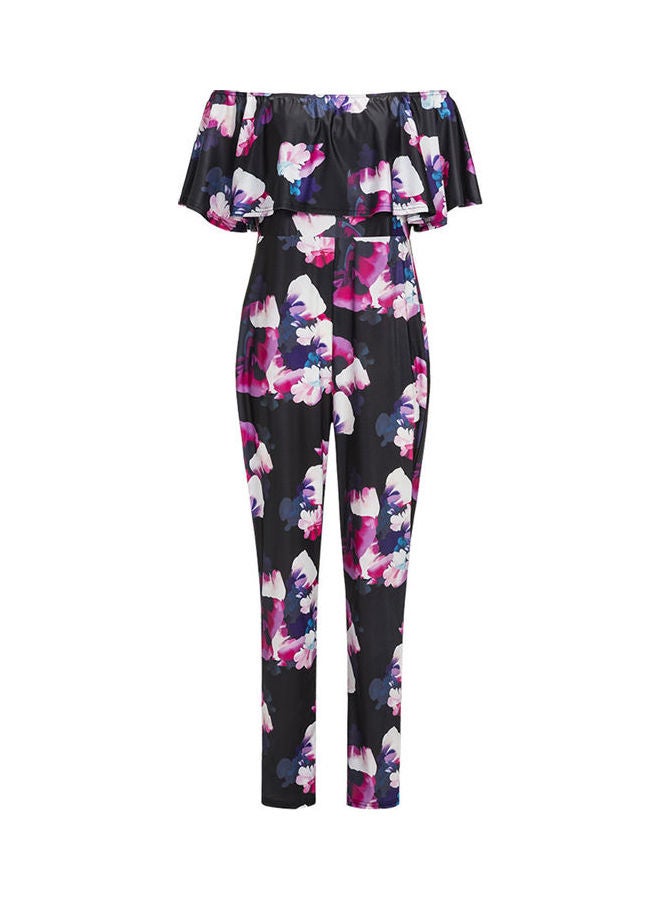 Fashion Boat Neck Short Sleeve Printing Jumpsuit Multicolour - Image 1