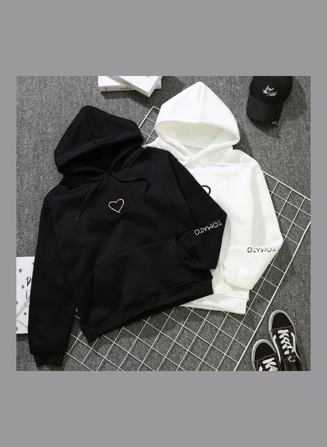 Kangaroo Pocket Fleece Lined Loose Hooded Long Sleeve Sweatshirts Black - Image 4