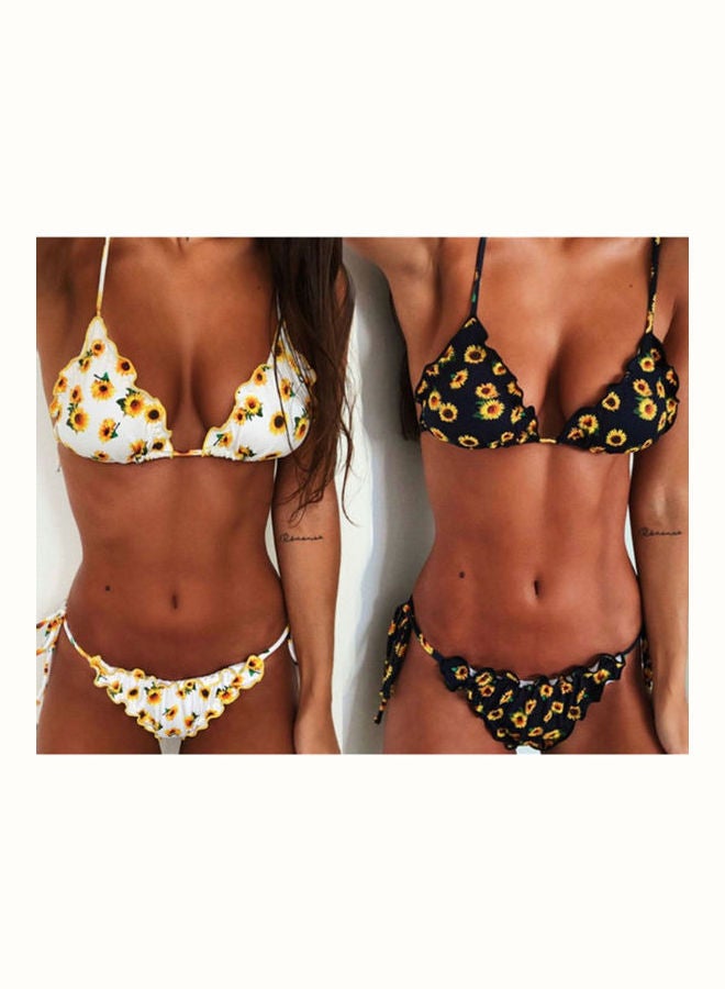 Fashion Print Halter Neck Bikini Swimming Suit Black  - Image 3