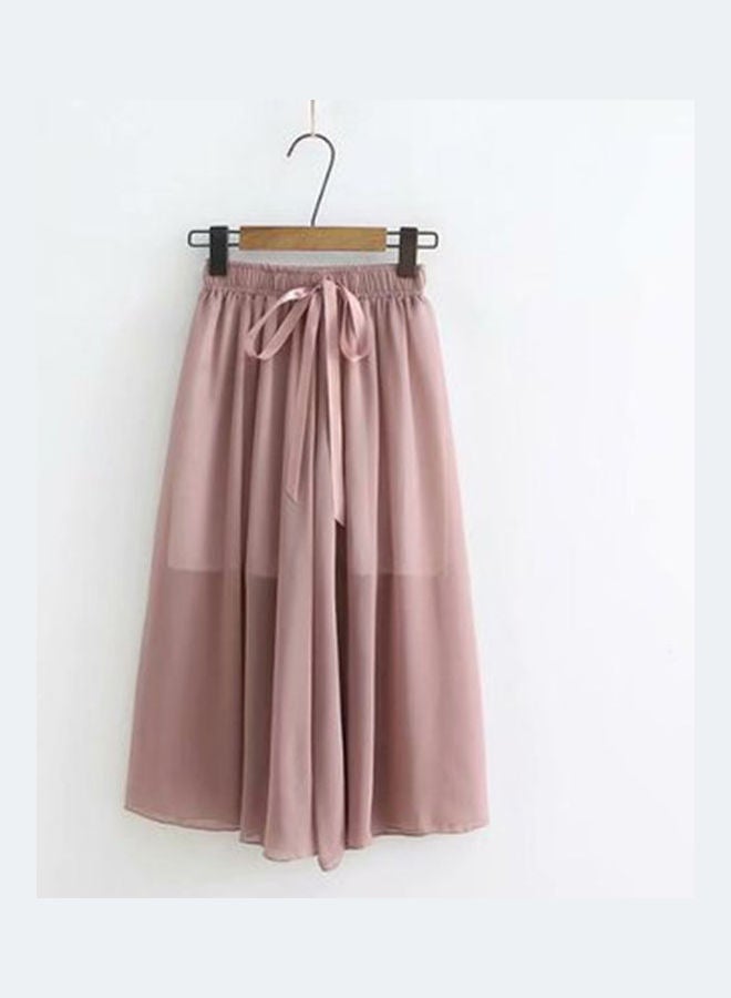 Loose Cropped Trousers Thin Chiffon Summer Lacing Pants Pink  - Image 1