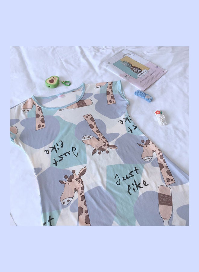 Summer Short Sleeved Double Sided Printed Nightwear Multicolor  - Image 4