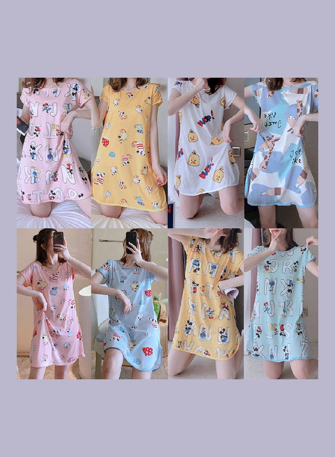 Summer Short Sleeved Double Sided Printed Nightwear Multicolor  - Image 5