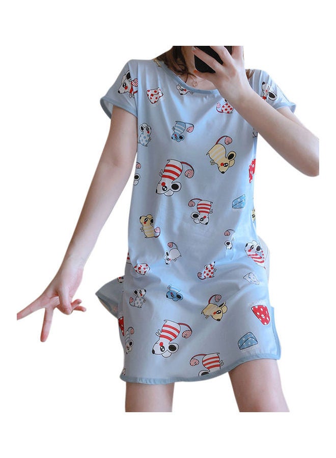 Summer Short Sleeved Double Sided Printed Nightwear Multicolor  - Image 1