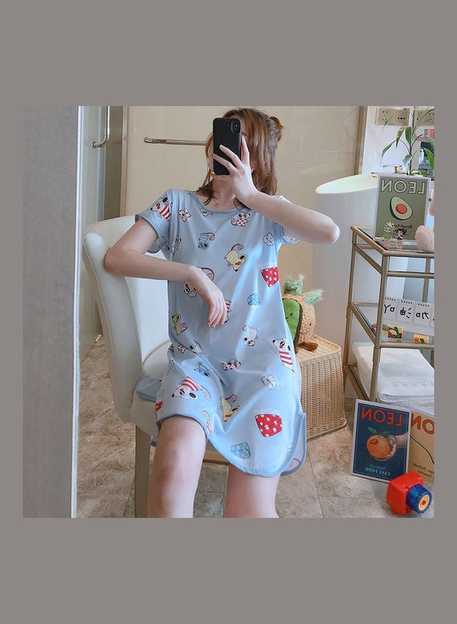 Summer Short Sleeved Double Sided Printed Nightwear Multicolor  - Image 2