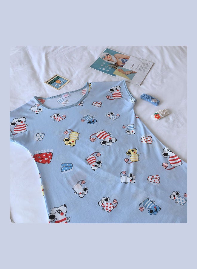 Summer Short Sleeved Double Sided Printed Nightwear Multicolor  - Image 4