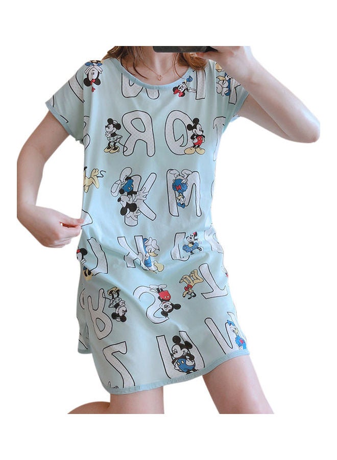 Summer Short Sleeved Double Sided Printed Nightwear Multicolor  - Image 1