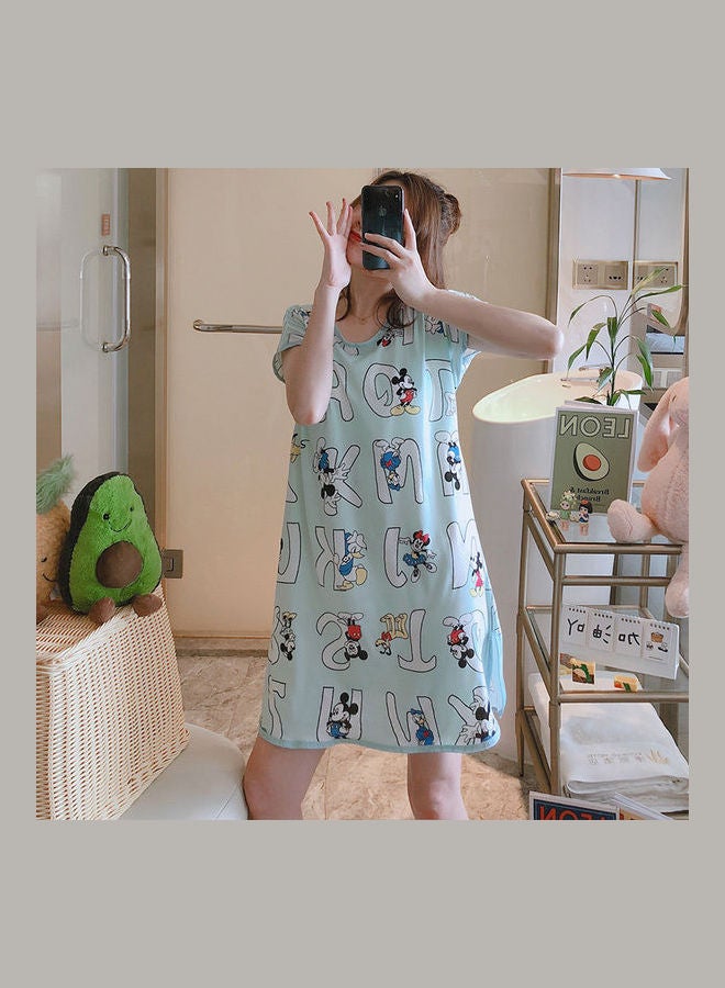 Summer Short Sleeved Double Sided Printed Nightwear Multicolor  - Image 2