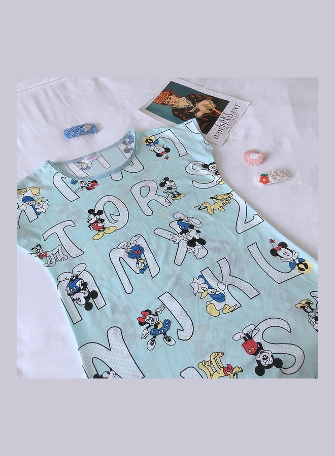 Summer Short Sleeved Double Sided Printed Nightwear Multicolor  - Image 4