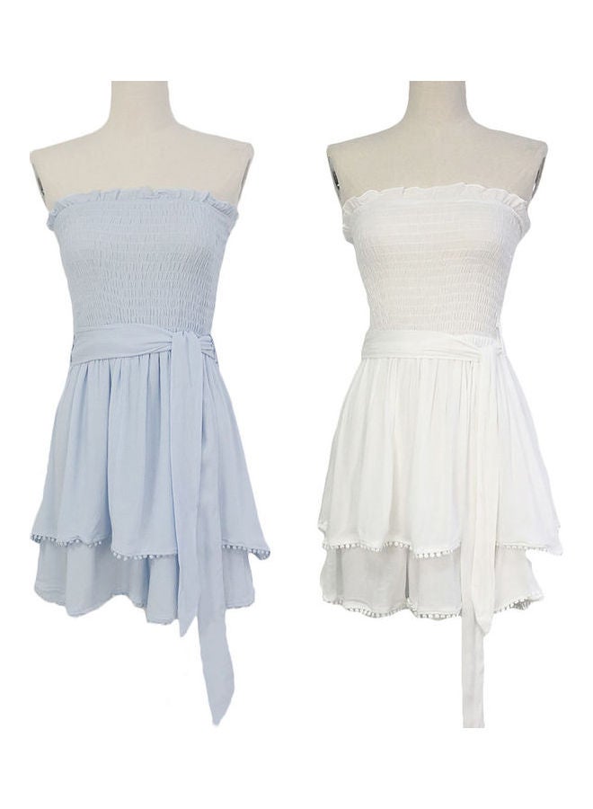 Casual Ruffle All Match Short Jumpsuit Blue - Image 4