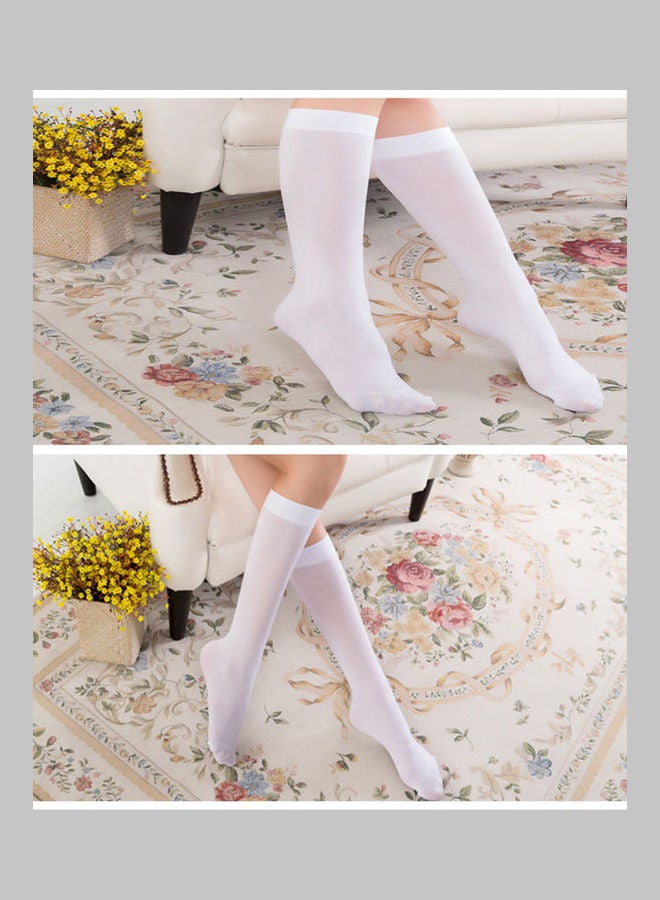 1-Pair Fashion Stripes Non Slip Long Tube Knee Socks White - Image 3